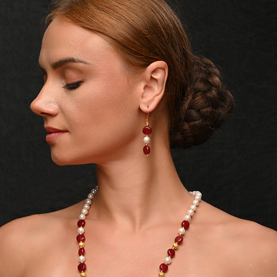 Imperial Wine Pearl Earrings